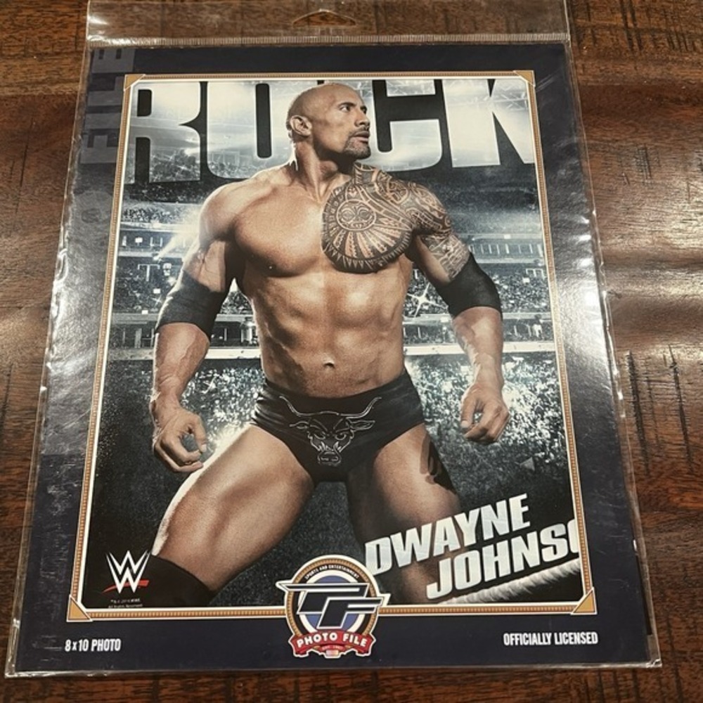 WWE Dwayne "The Rock" Johnson 8x10 Photo Licensed Photo File Bull Logo Wrestler‎